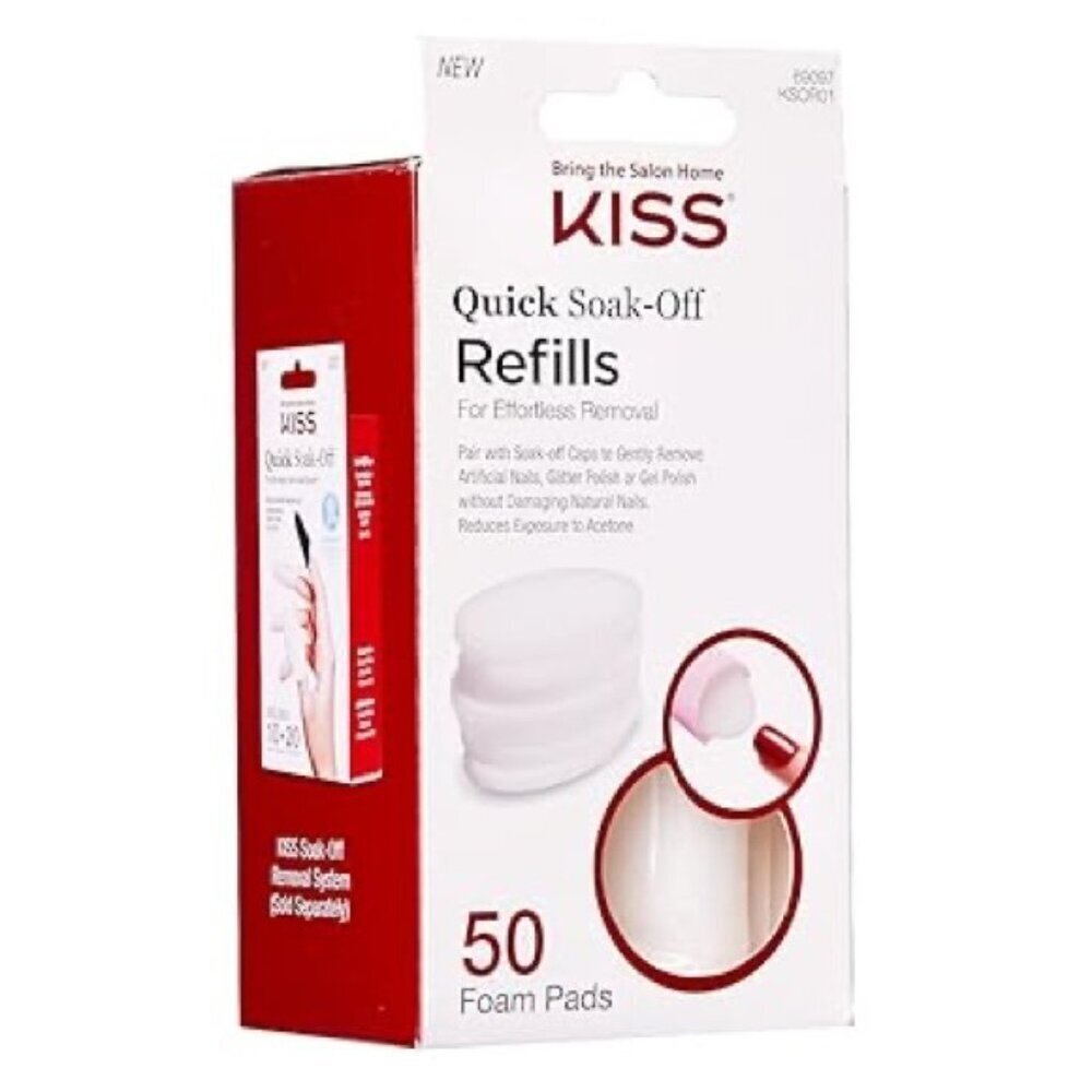 Kiss Quick Soak-Off Refills -50 Foam Pads for Nail Polish & Artificial Removal